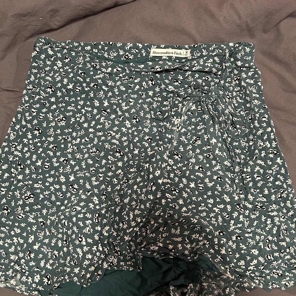 Green and white floral skirt